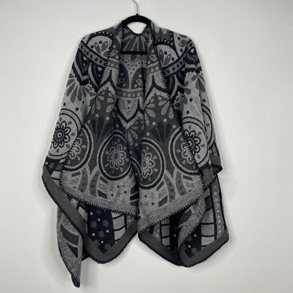 NEW Boho Southwest Ruana Oversized Open Wrap Poncho Blanket Scarf - Picture 6 of 9